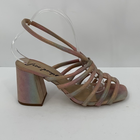 Free People Colette sandal shoe strappy rainbow metallic block heel new 40 10 - Picture 1 of 6